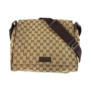 Gucci Beige Brown Silver GG Canvas Leather Shoulder Bag